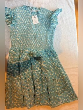 Blue Floral Smocked Dress